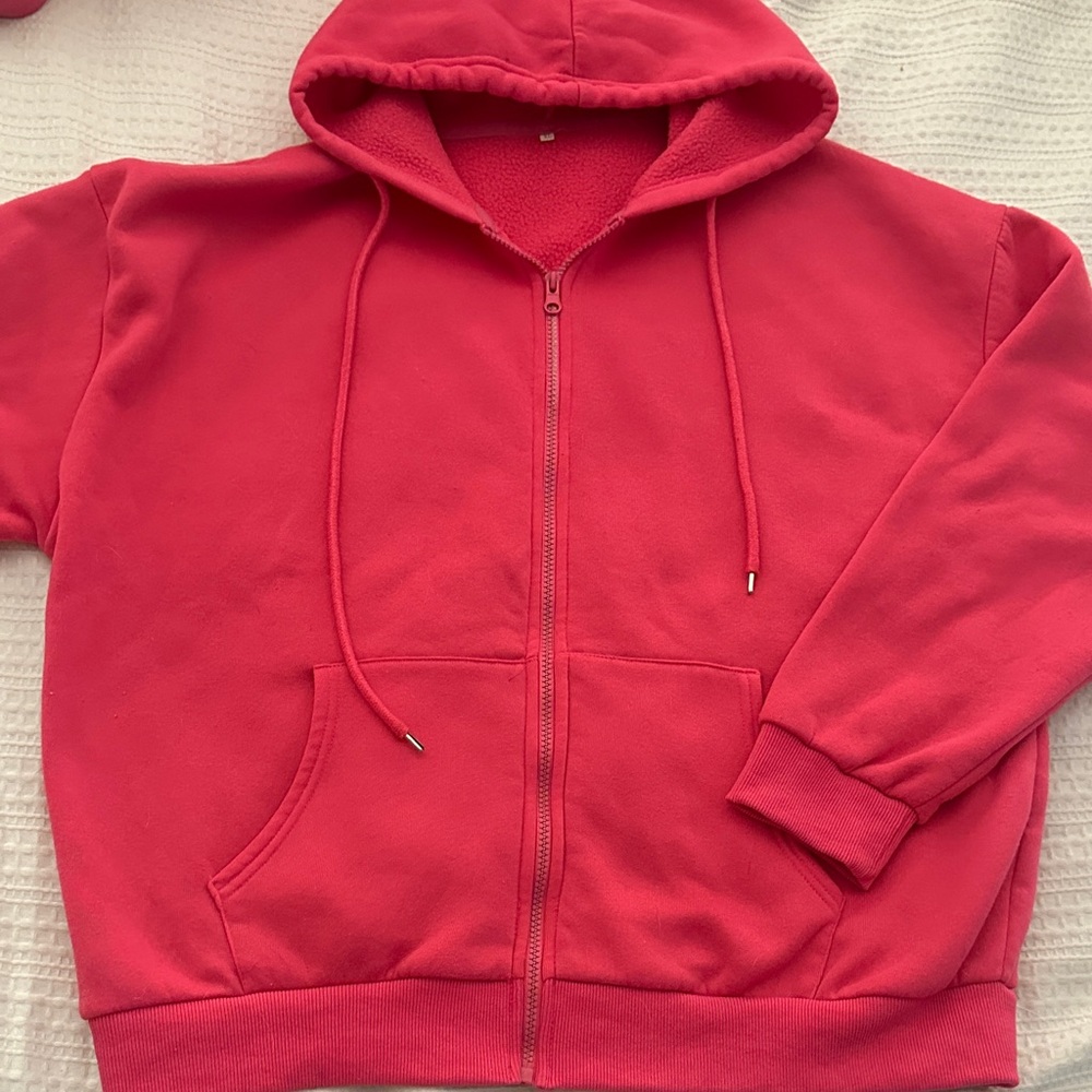 XL/ L Pink Zip-Up Hoodie